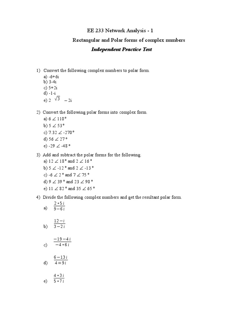 Complex Numbers: Polar & Rectangular Forms | PDF | Science & Mathematics