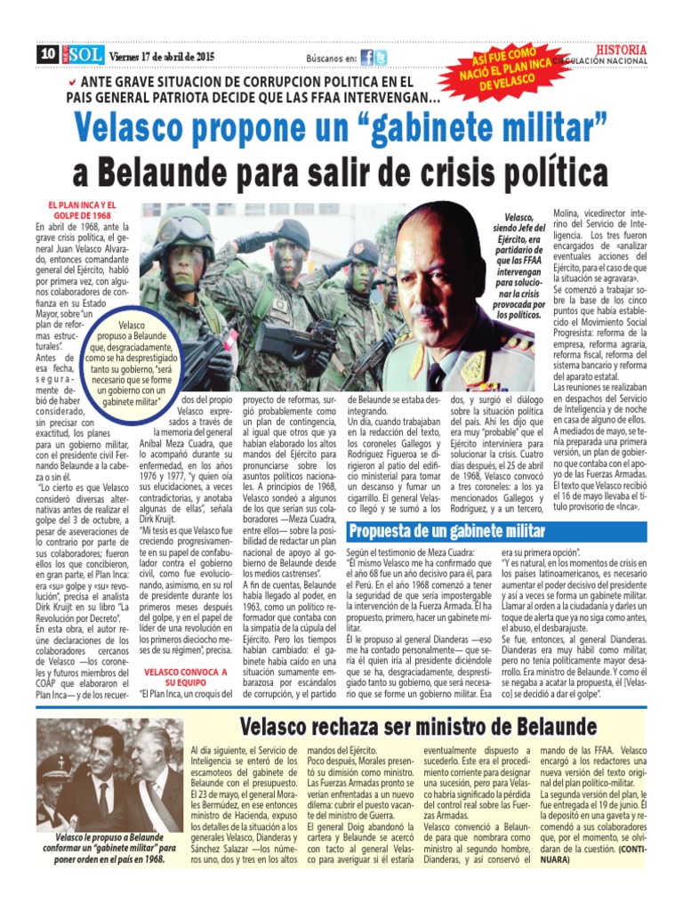 El Plan Inca de Velasco Alvarado | PDF | Militar | Gobierno