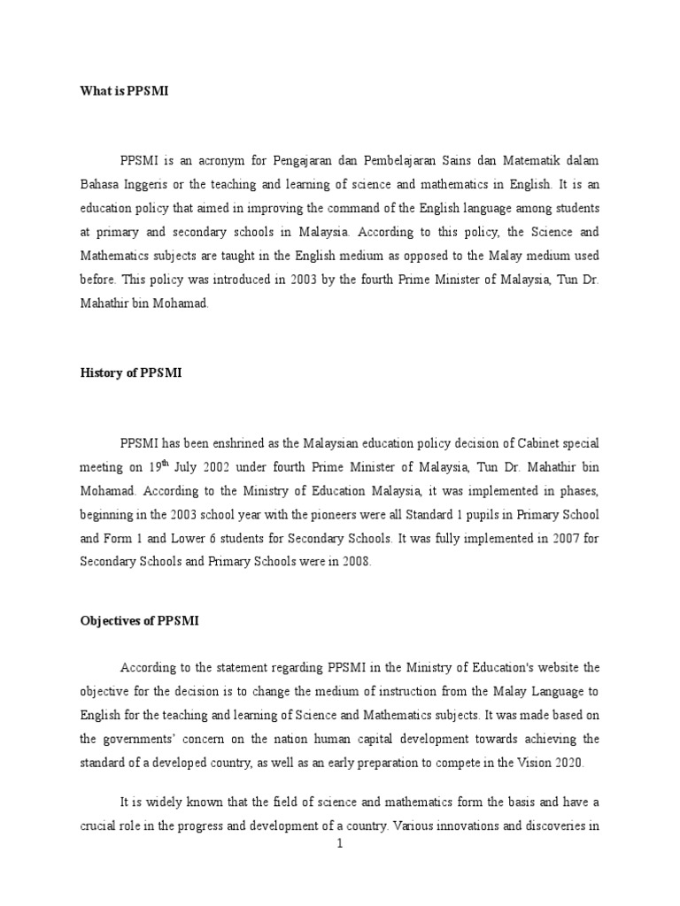 What Is PPSMI? | PDF | Malaysia | Cognition