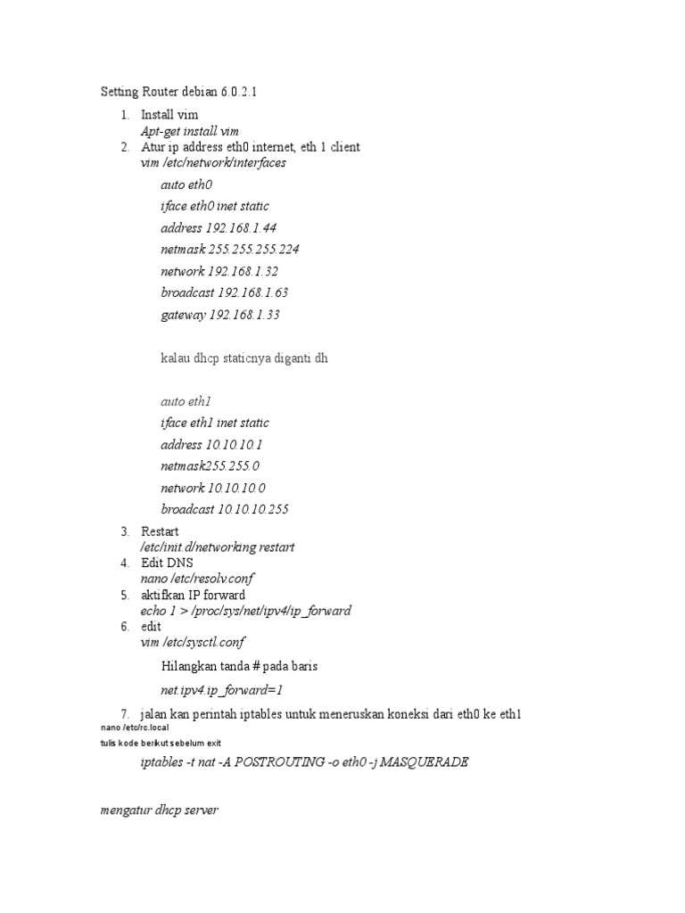 Debian Router Setup Guide | PDF