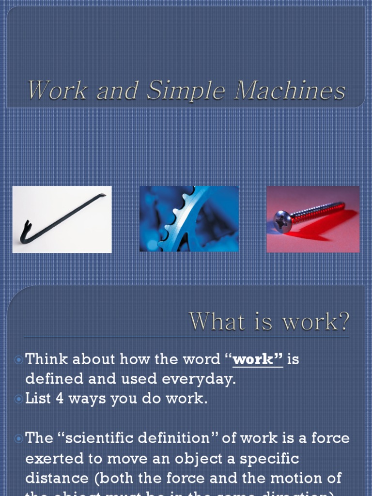Work and Simple Machines Weebly | PDF | Lever | Force