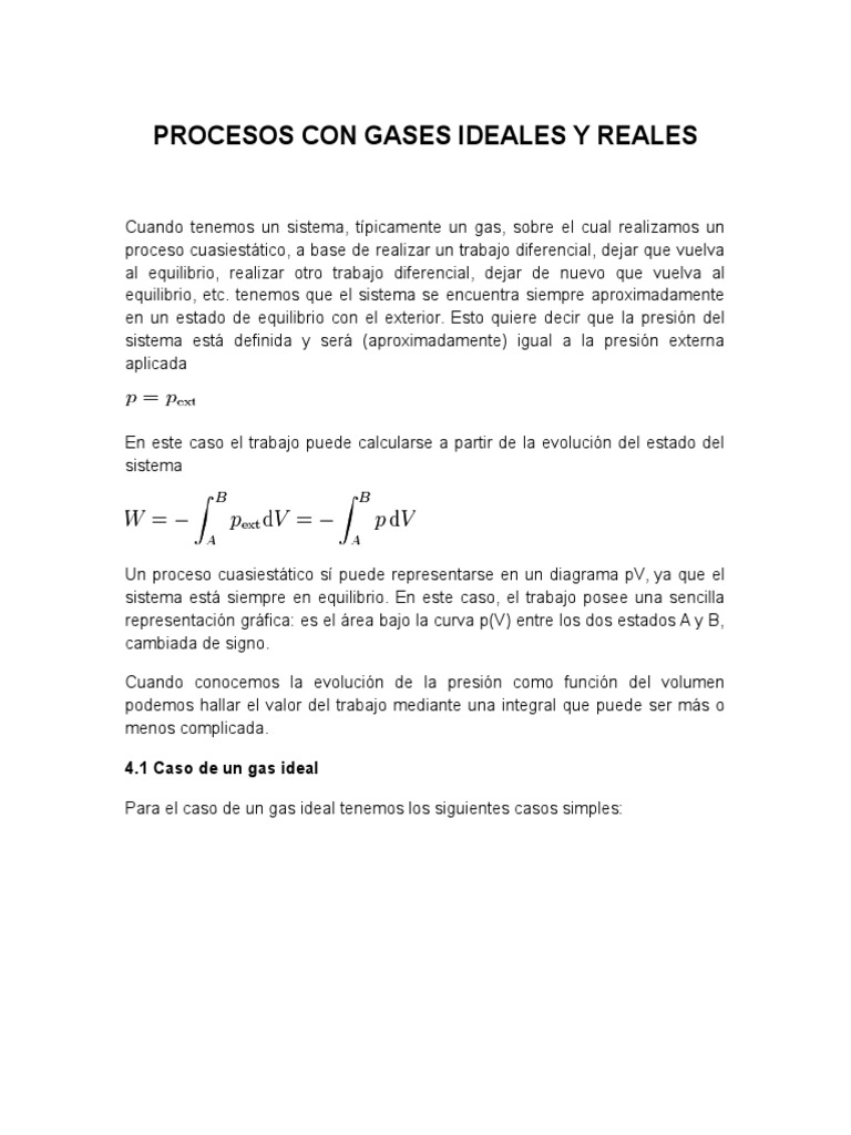 Procesos de Gases Ideales y Reales | PDF | Gases | Temperatura