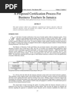 A Proposed Certification Process For Business Teachers in Jamaica