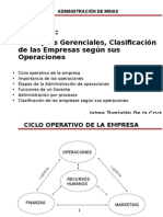 Cap. 2 Conceptos Gerenciales, Clasificacion de Las Empresas Segun Sus Operaciones