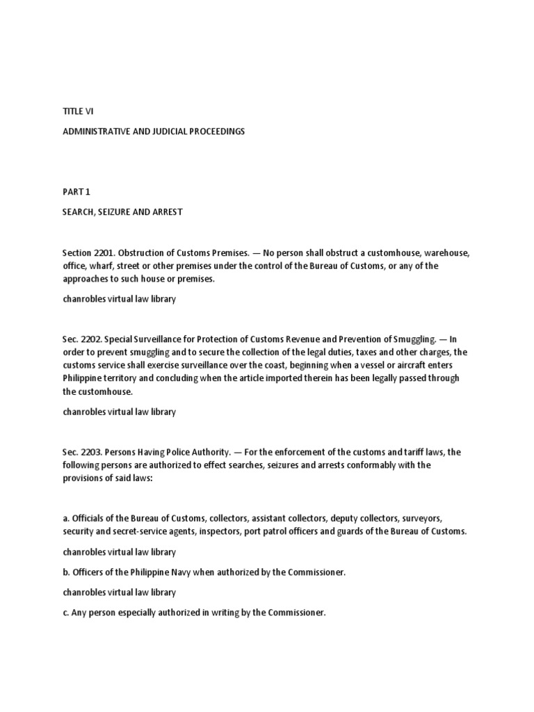 Customs Search and Seizure Procedures | PDF | Search And Seizure | Property