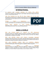 September 2014 Current Affairs Study Material