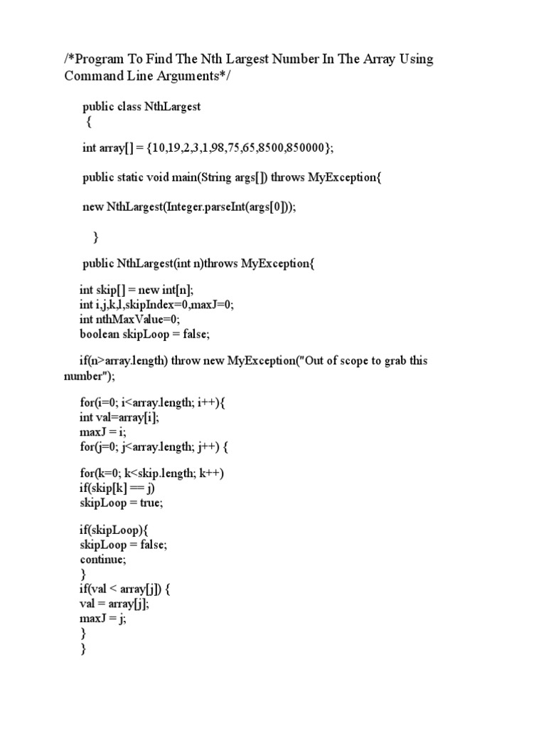 Program To Find The NTH Largest Number in The Array Using Command Line ...