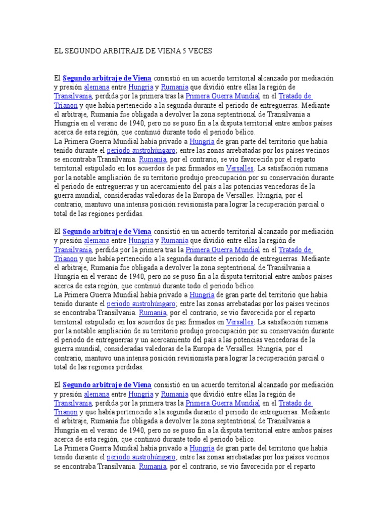El Segundo Arbitraje de Viena 5 Veces Descargar gratis PDF Guerra