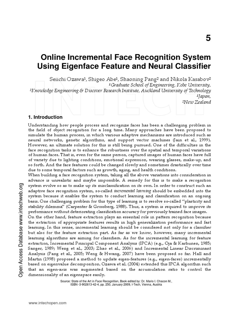 Online Incremental Face Recognition System Using Eigenface Feature and ...