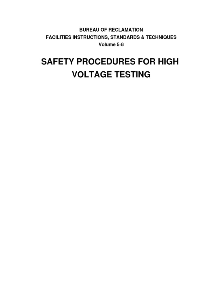Safety Procedures For High Voltage Testing PDF