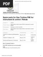 Spare Parts For Gas Turbine F9E For Instrument & Control - Rehab