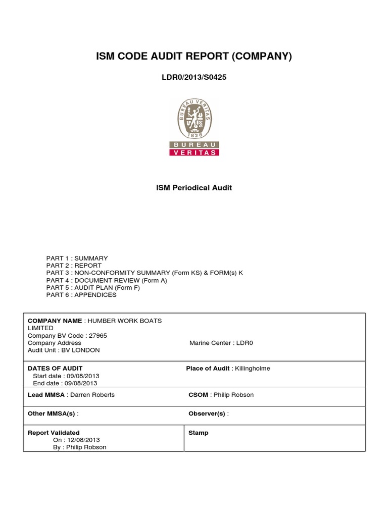ISM Periodical Audit Report for Humber | PDF | Audit | Verification And ...