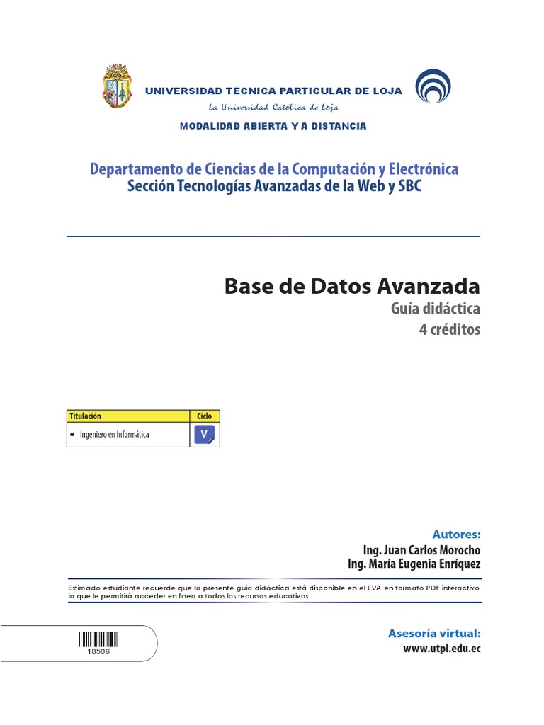 Base de Datos Avanzadas Guia | PDF | Bases de datos | Diseño