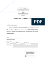 Medical Certificate: Department of Education