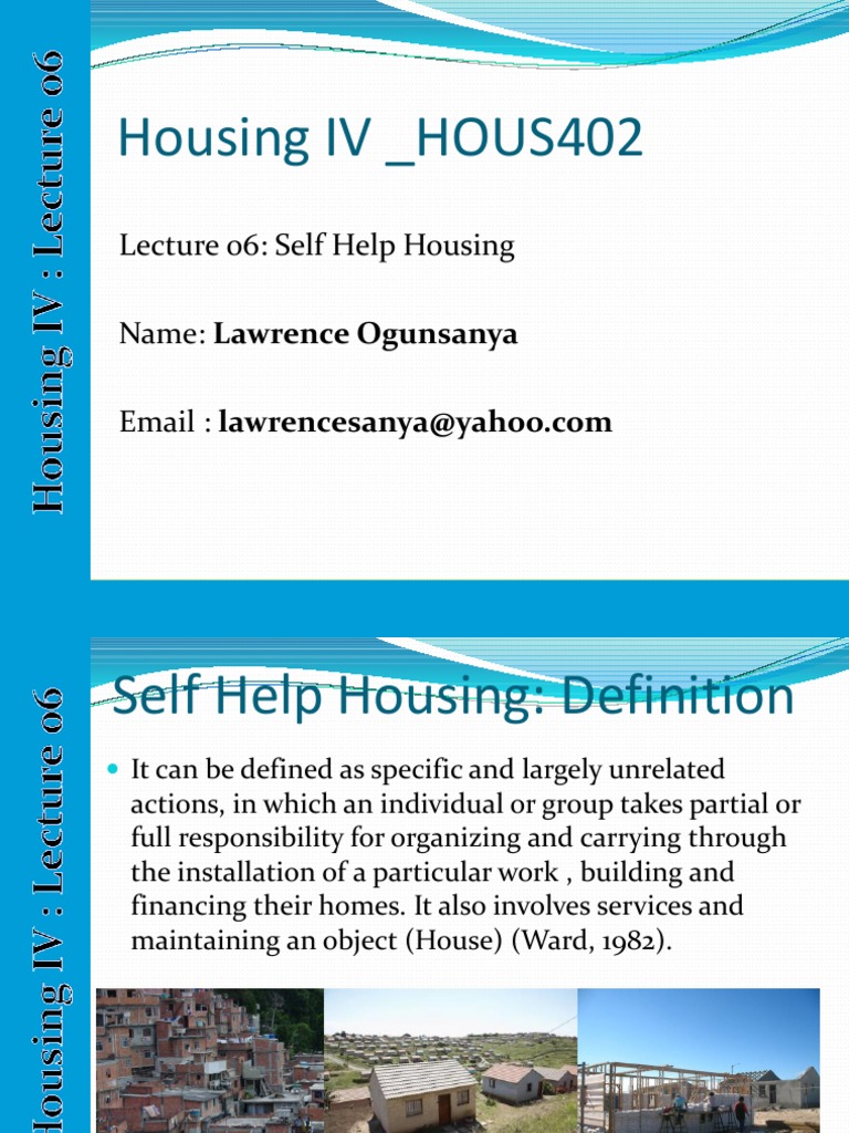 Understanding Self Help Housing | PDF | Self Help | Poverty
