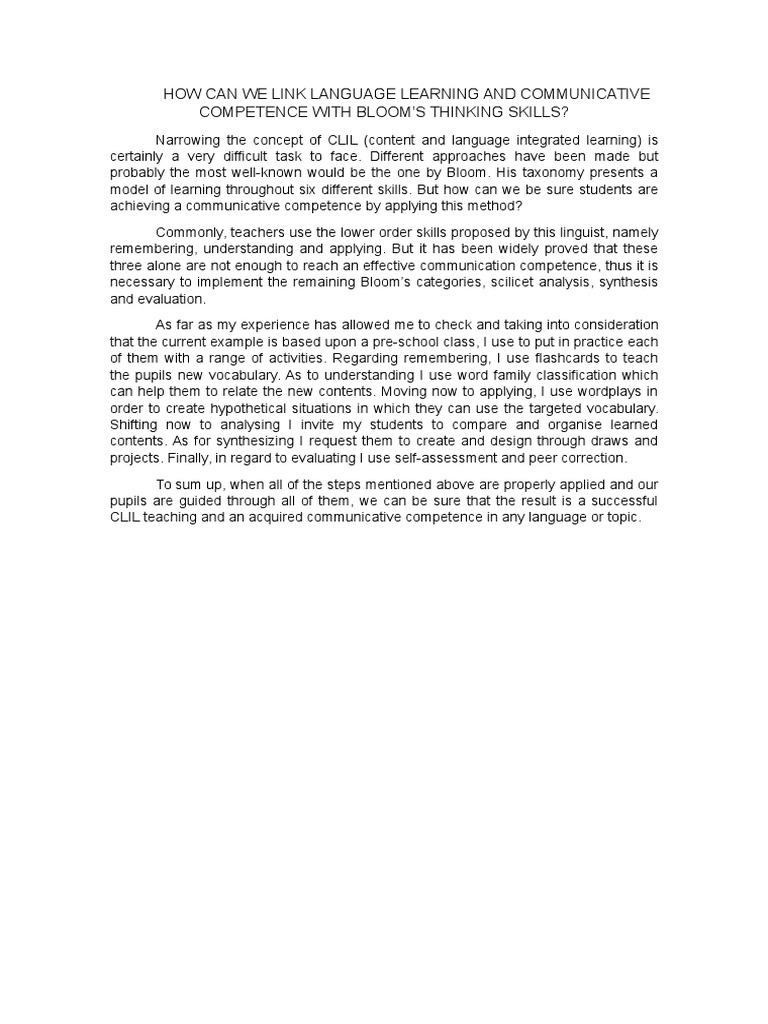 How Can We Link Language Learning and Communicative Competence With ...