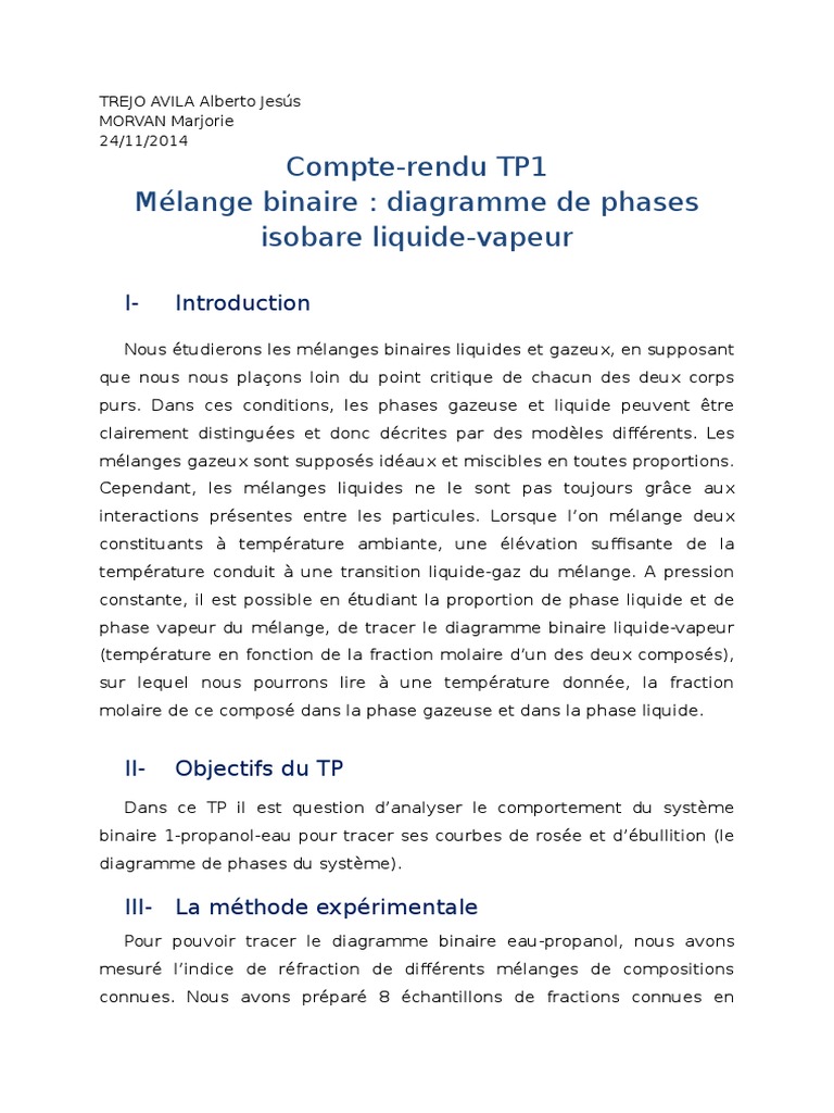 Diagramme de phases eau-propanol | PDF | Diagramme de phase | Phase ...