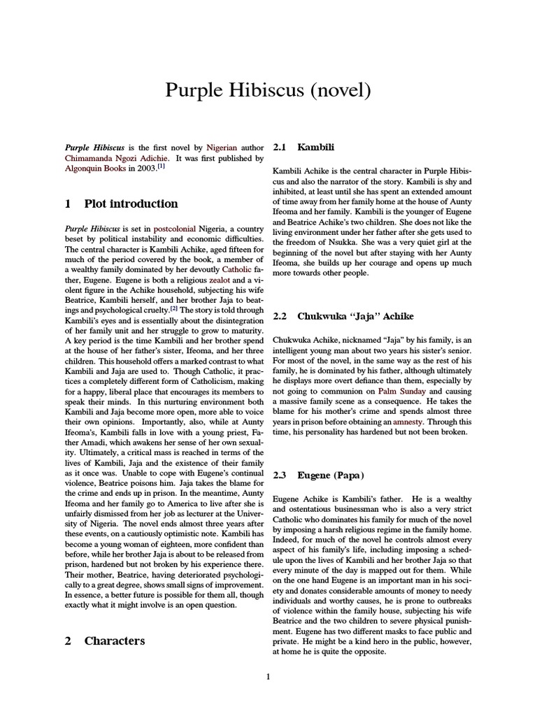 Purple Hibiscus (Novel) | Fiction & Literature