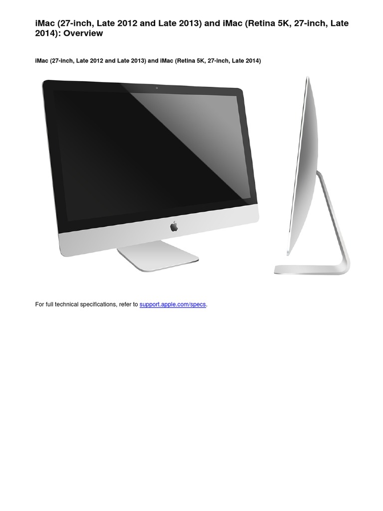 Service Manual Imac 27 Inch Late 2012 And Late 2013 And Imac Retina 5k 27 Inch Late Mac Os Booting