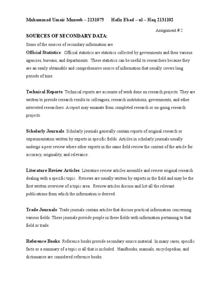 Meaning Of Secondary Data Pdf