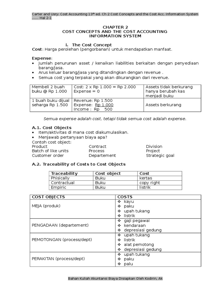 Bab 2 Cost Concept and The Cost Accounting Information System | PDF