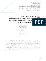 Specificity of Communication Doctor - Patient, Online, Through Social Networks
