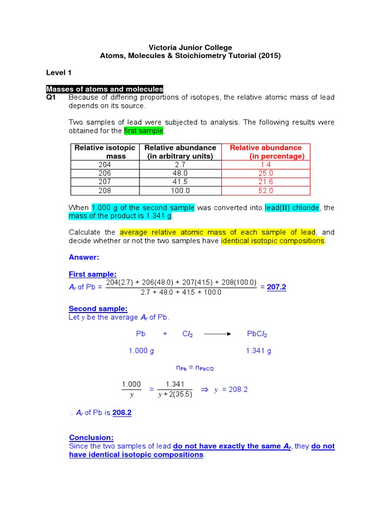 Isotopic Composition and Relative Atomic Mass of Lead Samples PDF