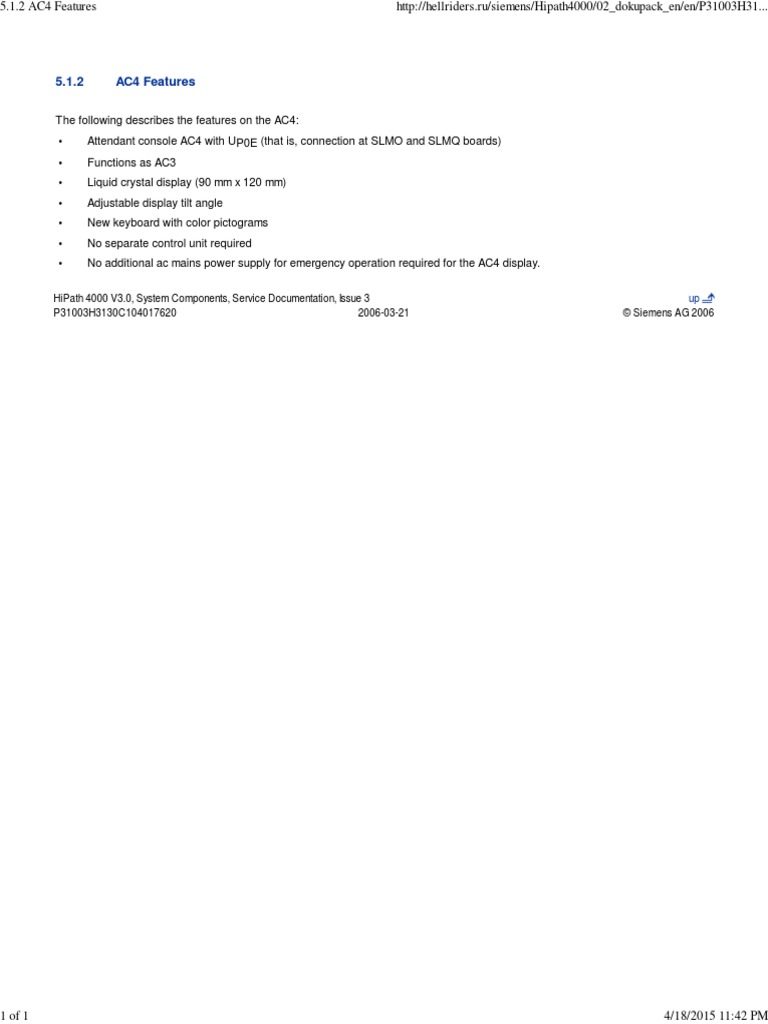 SIEMENS AC4 Features | PDF