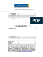 Assignment No.: Department of Electrical and Computer Engineering
