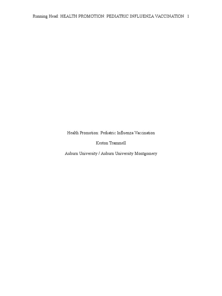 Pediatric Influenza Vaccination Awareness | PDF | Influenza Vaccine ...