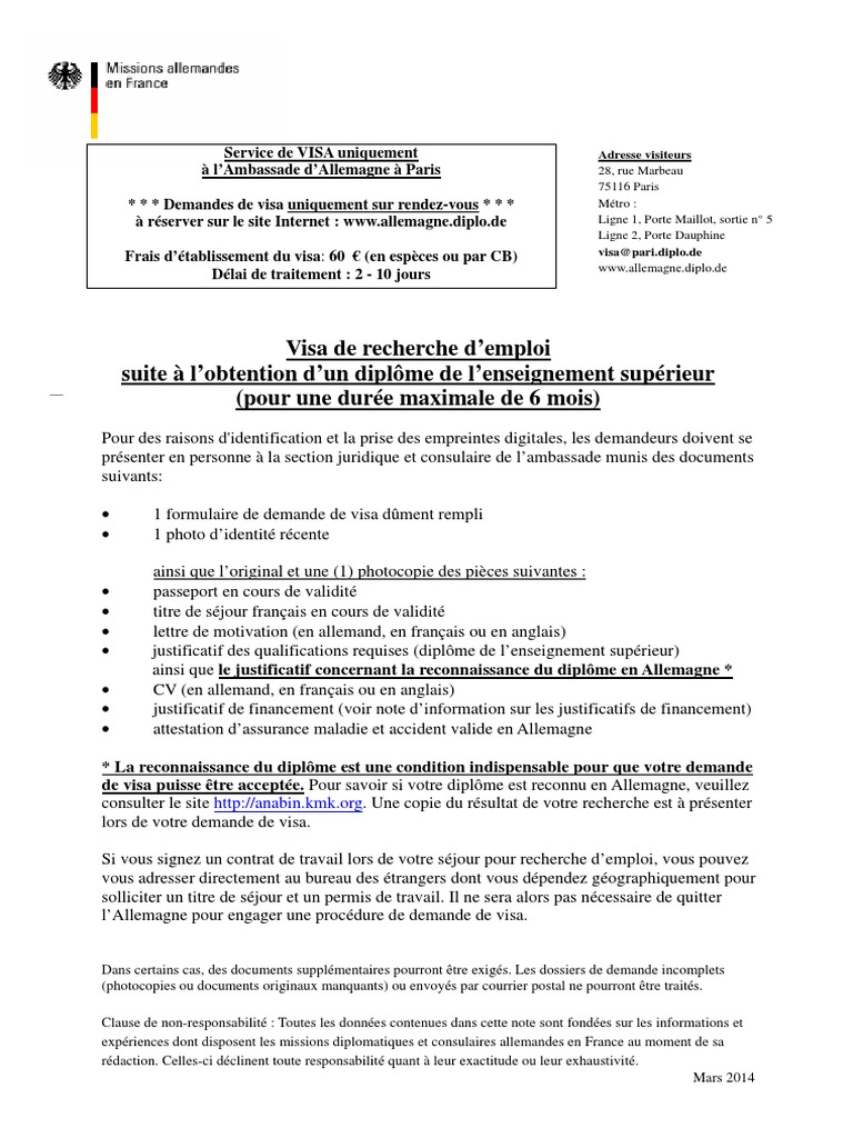 Formulaire Demande de Visa Allemagne  PDF