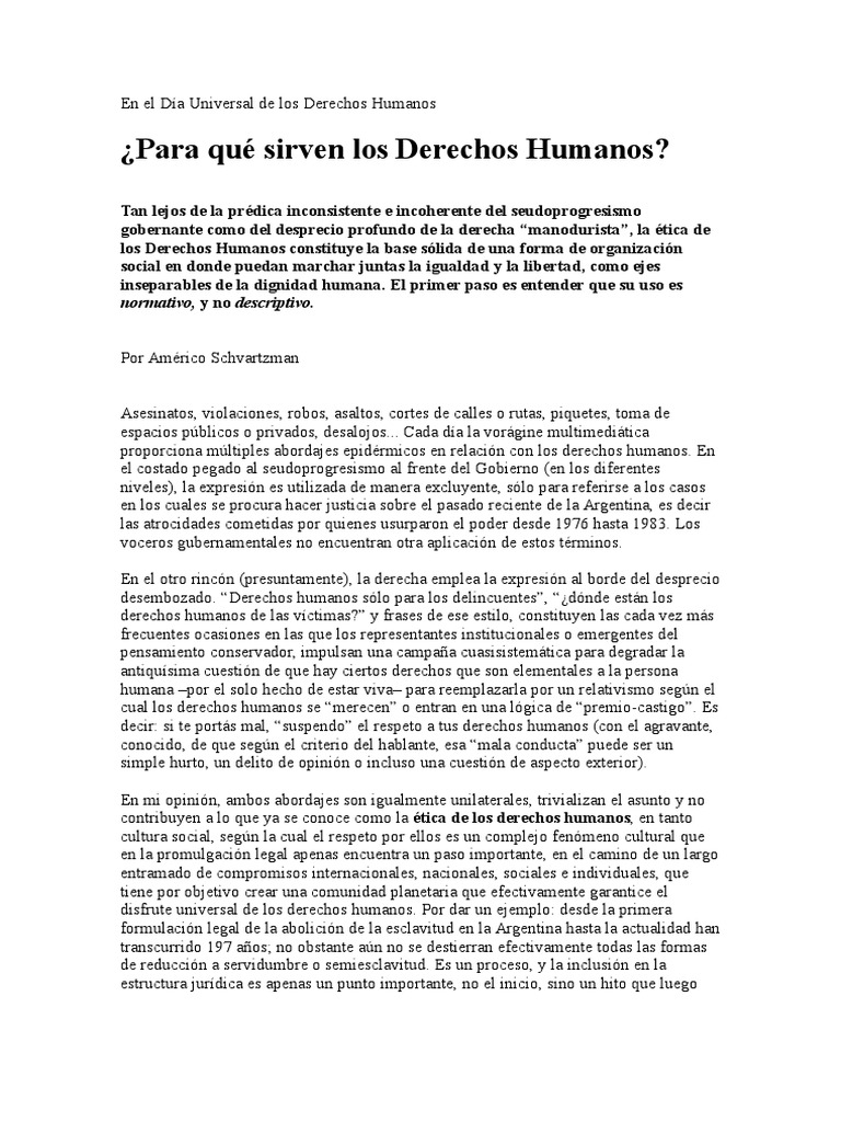 Para Qué Sirven Los Derechos Humanos | PDF | Dignidad | Derechos humanos