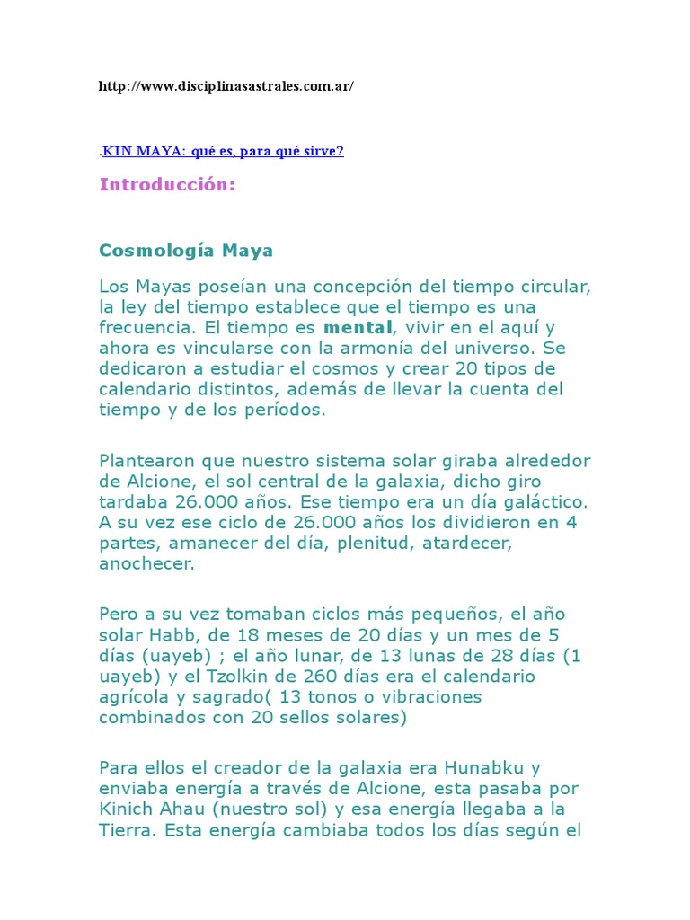 Significado y cálculo del Kin Maya | PDF | Hemisferio cerebral ...