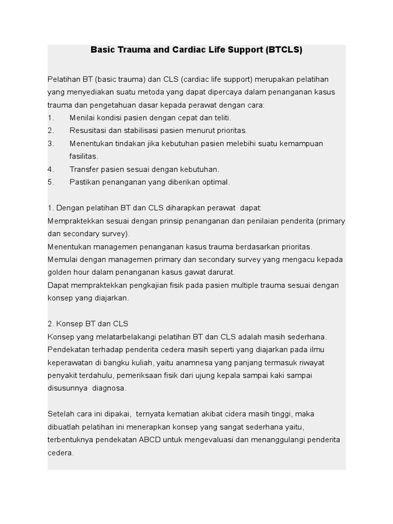 Basic Trauma and Cardiac Life Support | PDF | Pengembangan Diri ...