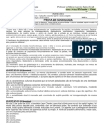 Prova Sociologia 1 Bim 3 Fase EM 2013 Noite PDF