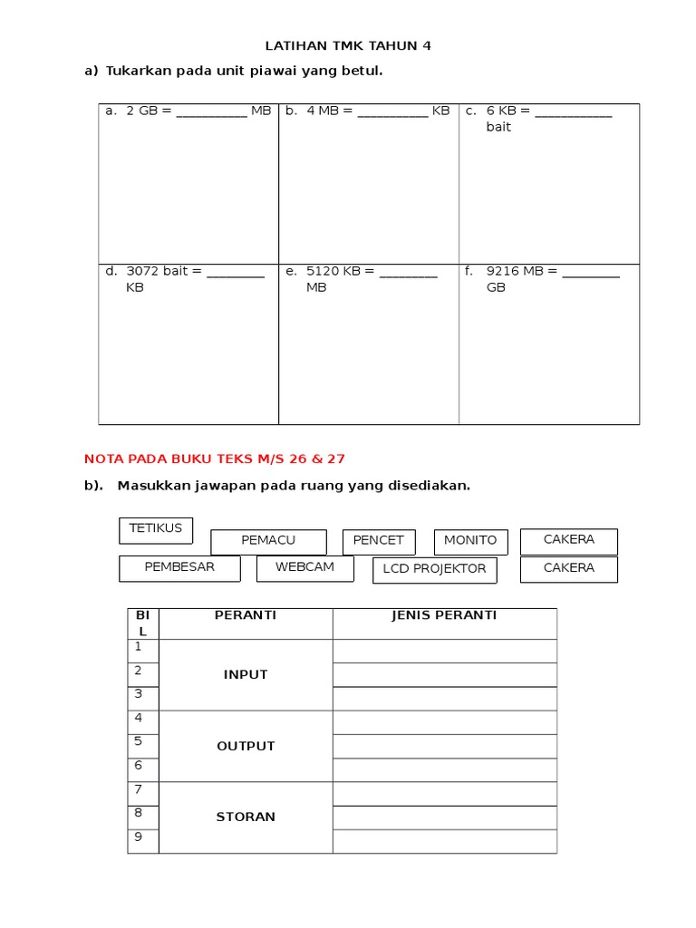 Latihan Tmk Tahun 4 Pdf