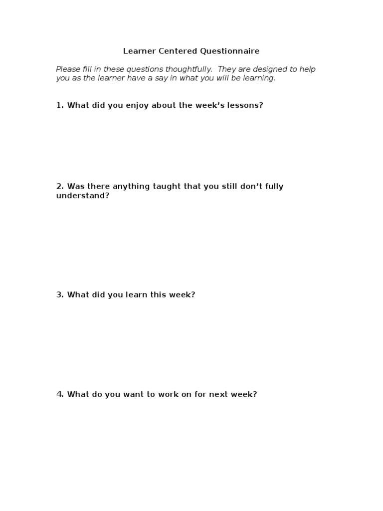 Learner Feedback Questionnaire | PDF | Language Acquisition ...