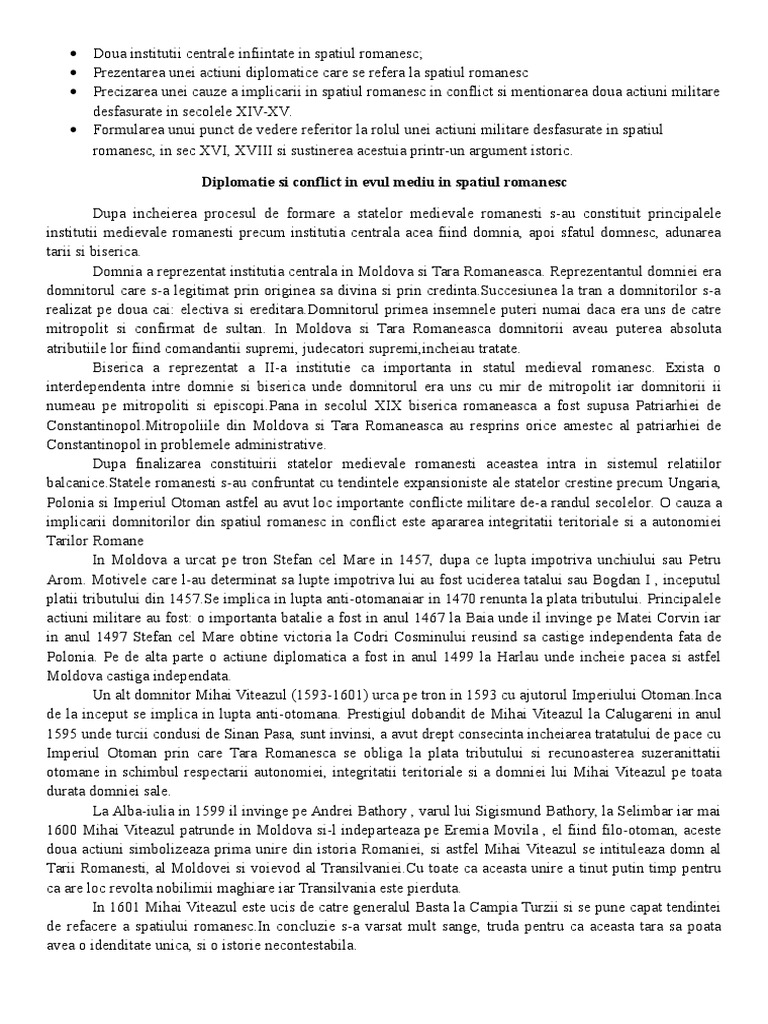 Diplomatie Si Conflict In Evul Mediu In Spatiul Romanesc