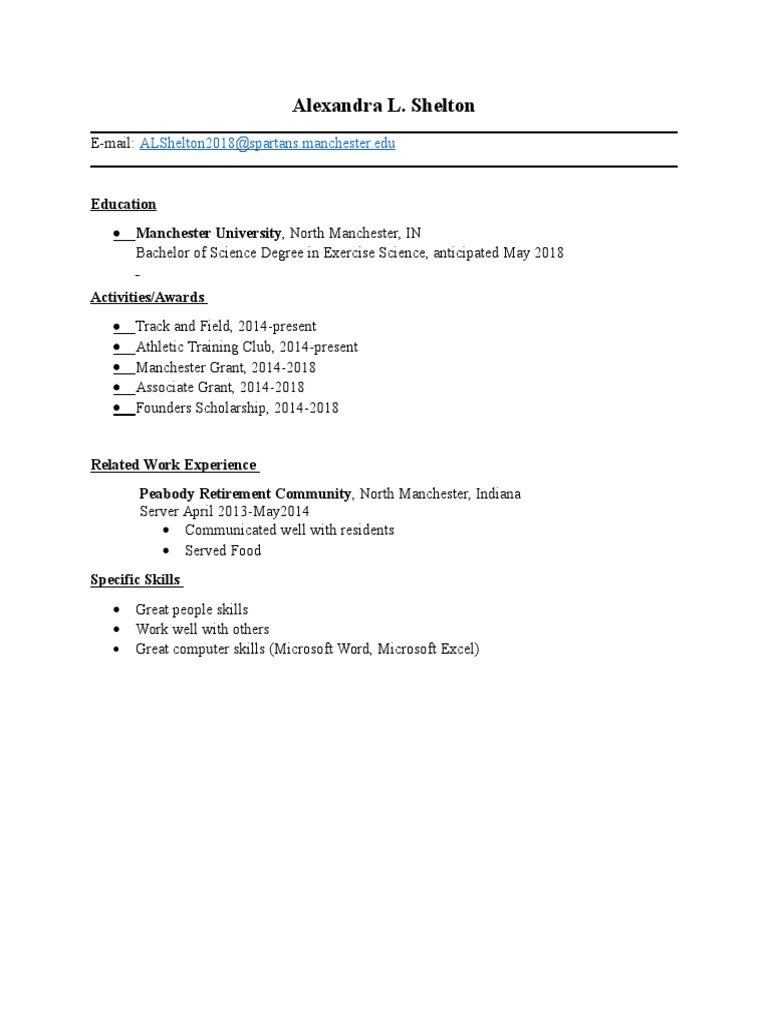 Exercise Science Resume | PDF