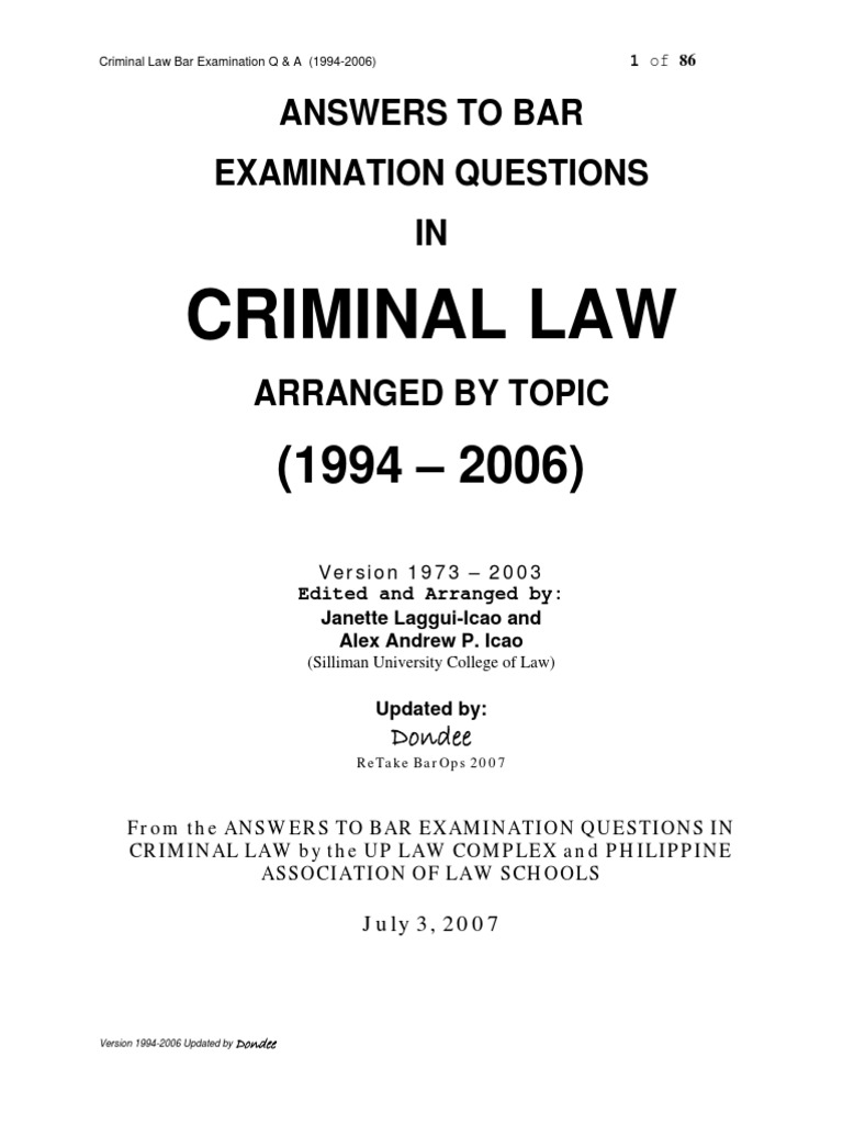 Criminal Law Bar Exam.pdf Question Integrity Free 30day Trial