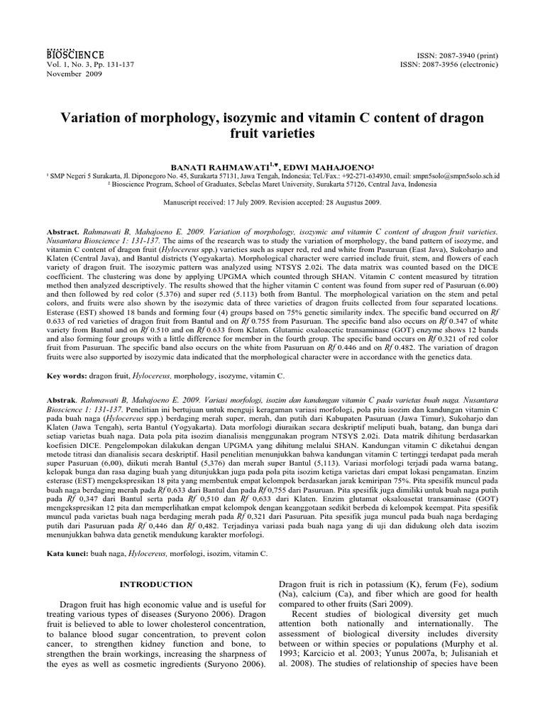jurnal buah naga.pdf Gel Electrophoresis Dominance