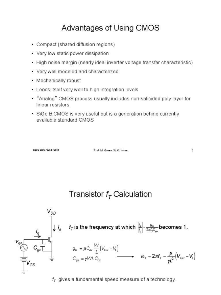 CMOS Technology Advantages and Analysis | PDF