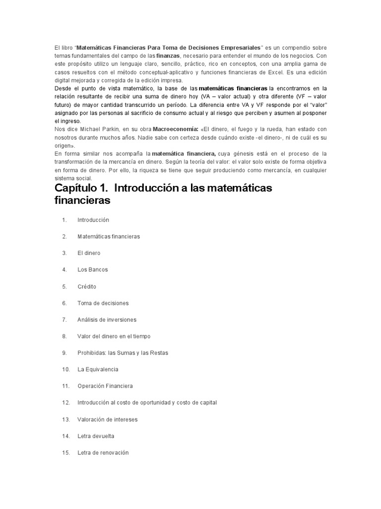 Matemáticas Financieras para Toma de Decisiones Empresariales | PDF ...