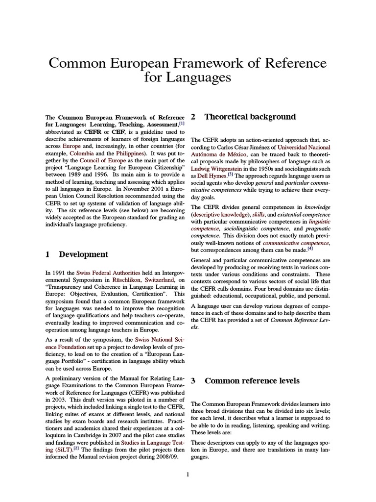 Common European Framework of Reference for Languages