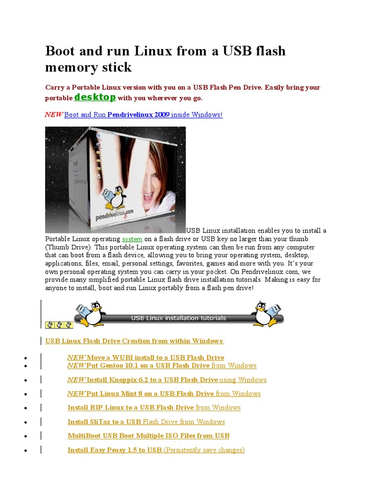 Boot and Run Linux From A USB Flash Memory Stick Download Free PDF