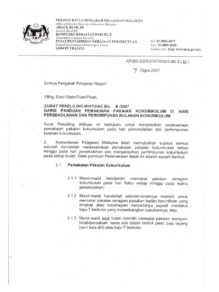 2007 SPI 8 - Pemakaian Uniform Pada Hari Rabu | PDF