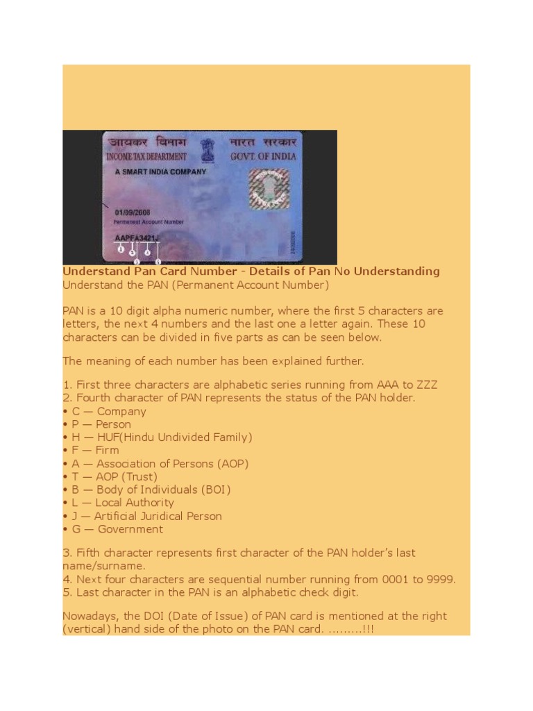 Understand Pan Card Number | PDF | Sports & Recreation