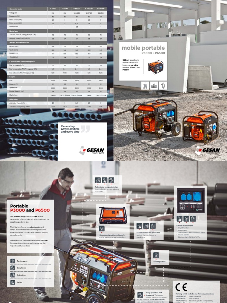 Portable Generators: GESAN P3000 & P6500 | PDF | Technology & Engineering