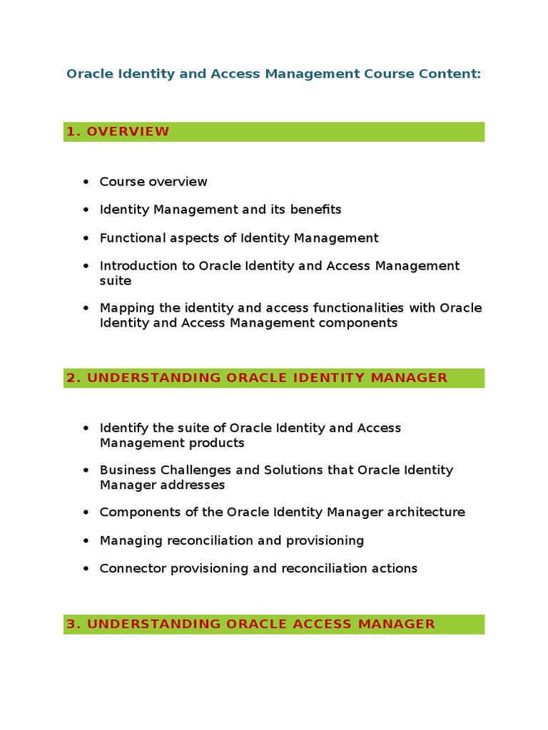 Oracle Identity & Access Management Course | PDF | Application ...