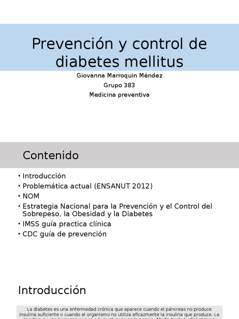 Prevención y Control de Diabetes | PDF | Diabetes mellitus | Obesidad